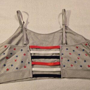 Cacique 22/24 Nylon Bralette Wirefree Open Back STARS & STRIPES Lane Bryant Pret